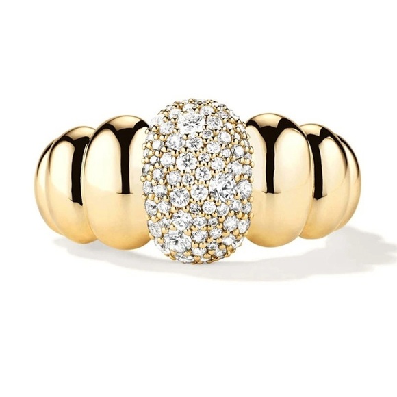 Sterling silver pave pebble ring - Picture 1 of 3